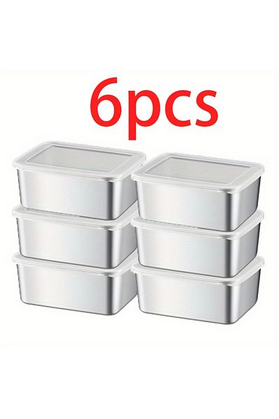 Choice 6pcs 6pcs Stainless Steel Food Storage Container with Lid And Fresh-Keeping Box for Outdoor Picnics