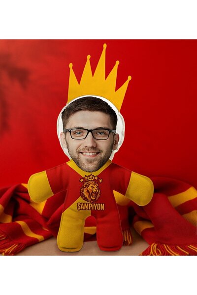 Bk Gift Kişiye Özel Sarı Kırmızı Taraftar Tasarımlı Kral Bebek Yastık-5, Tara...