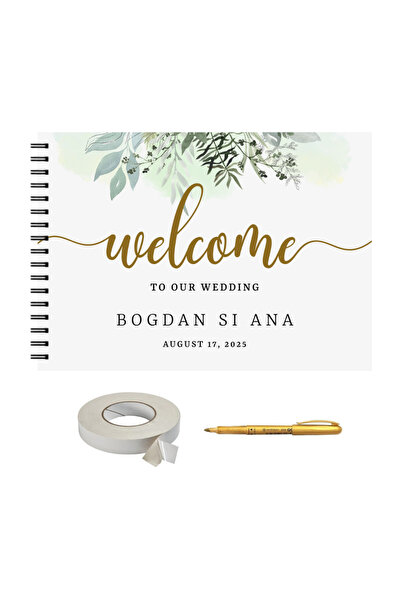 OEM Set Album foto / GuestBook nunta, Flori, A4 landscape, 3 piese