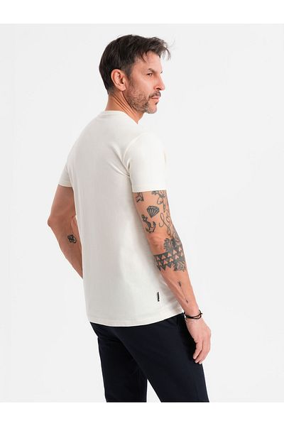 OMBRE Herren Casual T-Shirt mit Taschenpatch - creme V8 OM-TSCT-0109 XXL