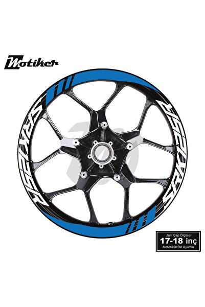 Motiker RKS QJMOTOR SRK125R Geniş Jant Sticker Modeli 16'lı Mavi Beyaz