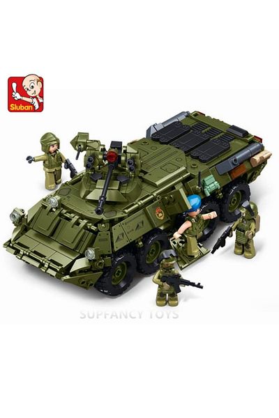 Sluban 611pcs no box NO1251 NEW Sluban Military Model Bricks Tank Infantry Fighting Vehicle Air Defense Sys