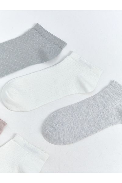 LC Waikiki Ecru Patterned Women's Booties Socks 5-Piece
