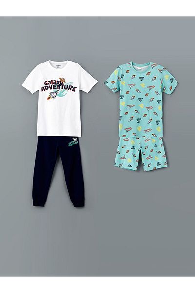 LC Waikiki Set de pijamale pentru băiat, sezon nou, cu gâtul rotund, 2 piese - S5IF07Z4
