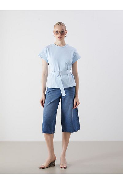 LC Waikiki Bluză cu centură cu decolteu crew New Season - S5K570Z8