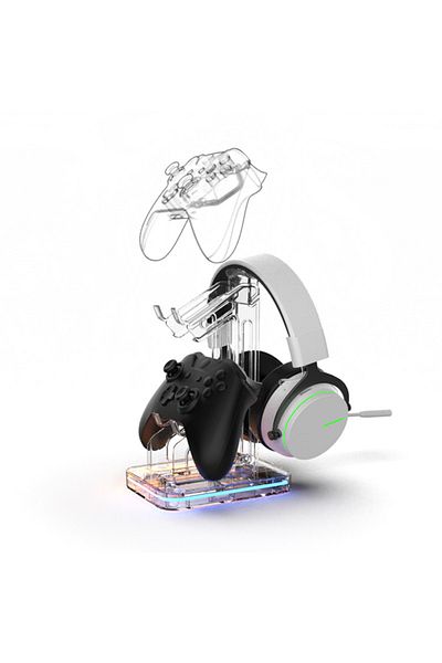 Choice With headphone stand RGB Dual Game Controller Holder Acrylic Gamepad Handle Bracket Display For Swit