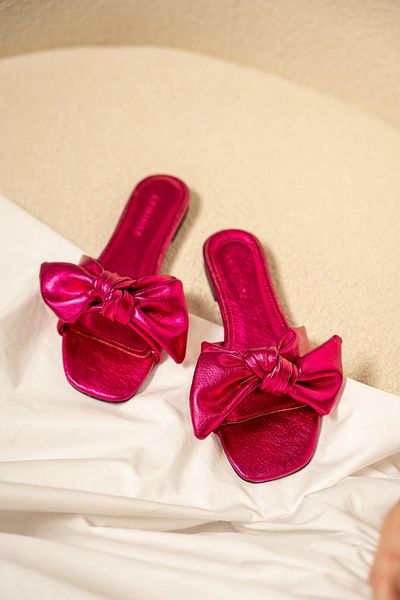 LAMİNTA Papuci de damă Pony Fuchsia Bow