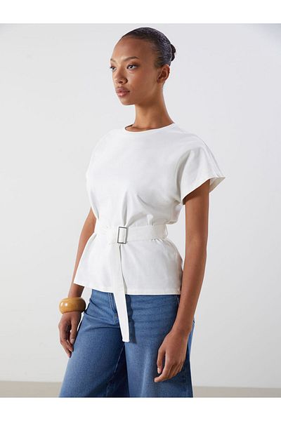 LC Waikiki New Season Crew Neck Belted Blouse - S5K570Z8