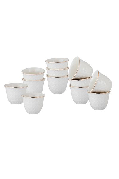 Dania A set of gilded white porcelain Arabic coffee cups, 12 pieces