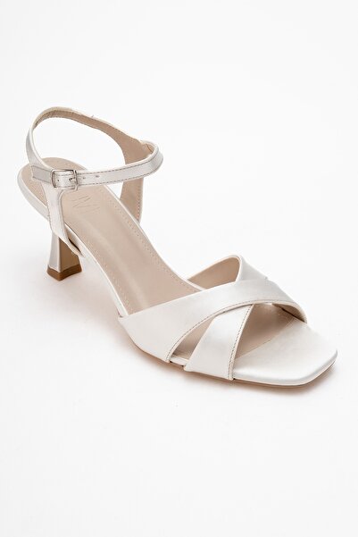 LuviShoes Melin Satin Cross Strap Women's Heeled Shoes