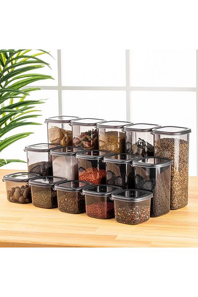 UnicUtil Set of 15 food containers, UniqueUtil, Durable Elegant, Anthracite