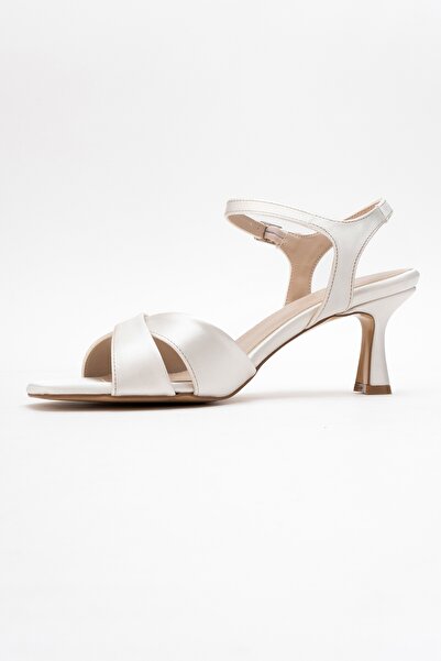 LuviShoes Melin Satin Cross Strap Women's Heeled Shoes