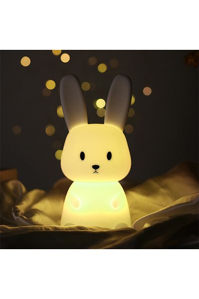 Choice A LED Night Light cute Rabbit Animal Cartoon Silicone Lamp Dimmable USB Rechargeable For Children k.
