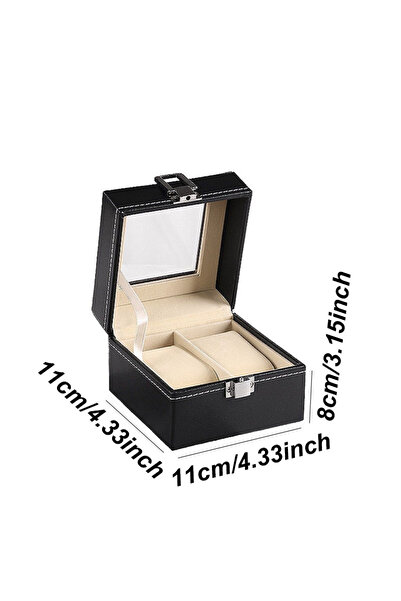 Choice صندوق ساعة خشبي/بولي يوريثان أحمر اللون مع وسادة من الجلد، 2/3 فتحات م...