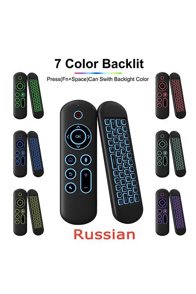 Choice Russian-Backlit Remote Control Air Mouse Voice Gyroscope 7 Color Backlit Mini Keyboard Dual Mode 2.4