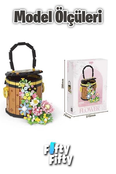 Vagonlife Panlos Yko Series Decorative and Collectible Basket Flower Bouquet Model 1181 Piece Construction Set -Ffp1