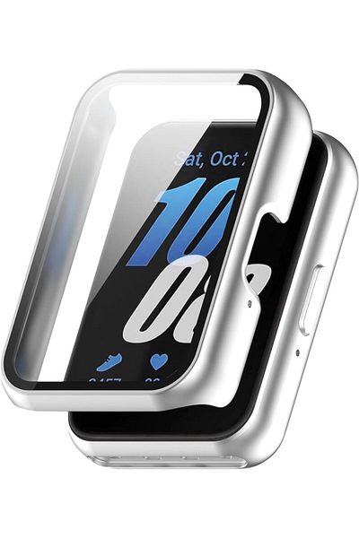 Choice Matte Silver Matte Case for Samsung Galaxy Fit3 Protective PC Frame Face Cover Built-in Tempered Gla