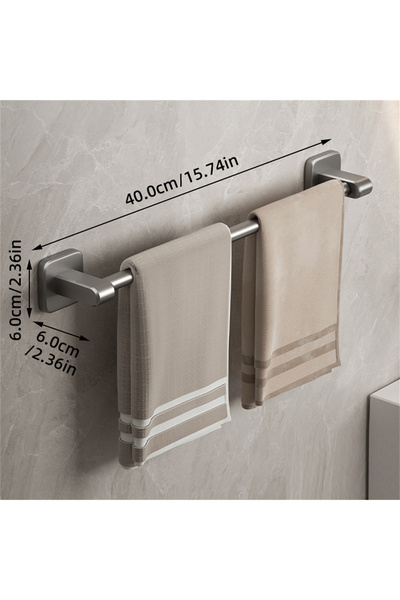 Choice10 40cm Gray 1 Bar Bathroom Towel Holder White Without Drilling Bathroo...
