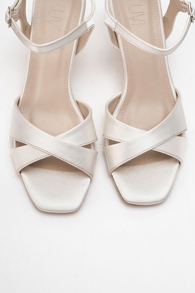 LuviShoes Melin Satin Cross Strap Women's Heeled Shoes