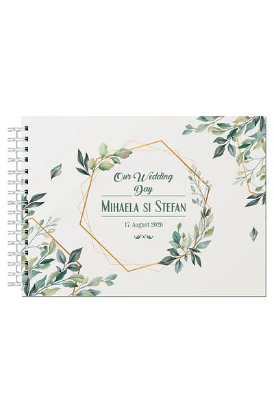 OEM Album foto / Guestbook / Caiet marturii pentru nunta Birds, A4 landscape, pix inclus