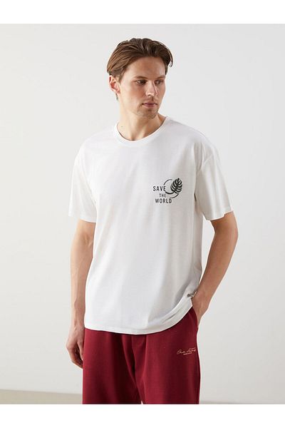 LC Waikiki New Season Crew Neck Κοντό μανίκι εμπριμέ χτενισμένο βαμβακερό ανδρικό Tisort - S5J829Z8