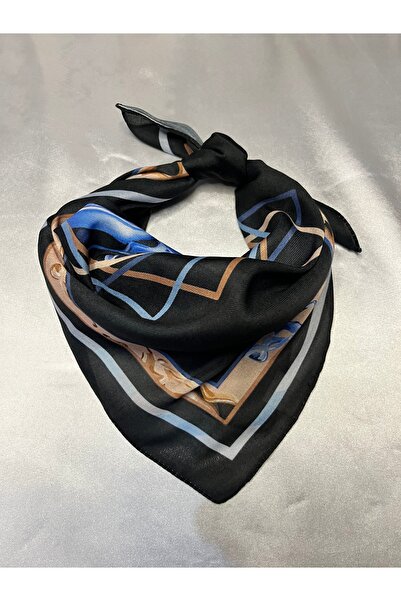 Fam&Co Jewelry Women Men Unisex Artistic Patterned Soft Scarf – Geometric Design on Black Background