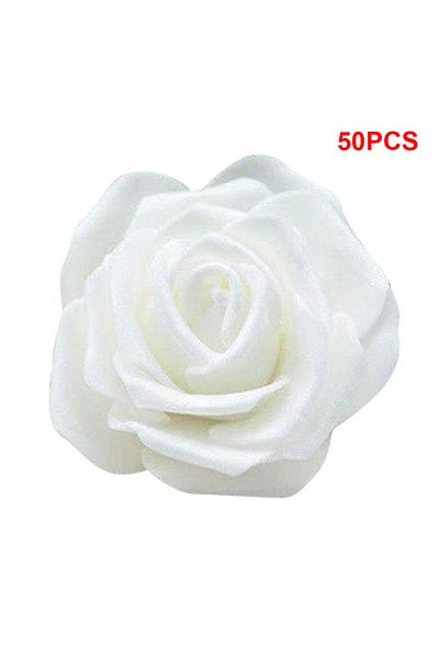 Choice 50PCS White Pack of 50 Artificial Bionic Flowers PE Foam Simulation Roses Fake Flower Decorations We