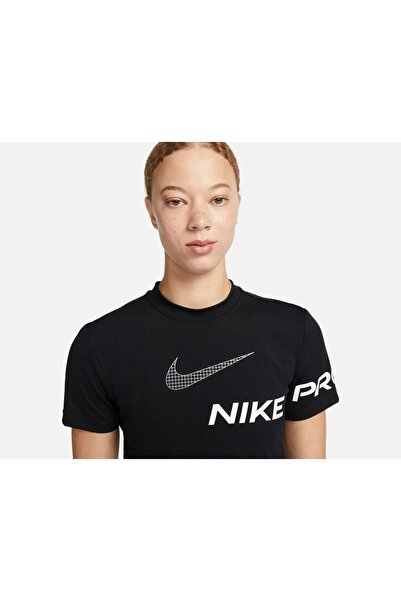 Nike Pro Dri-Fit Cropped Graphic Training Short-Sleeve Kadın Tişört-DX0078-010-SPORTXOUTLET