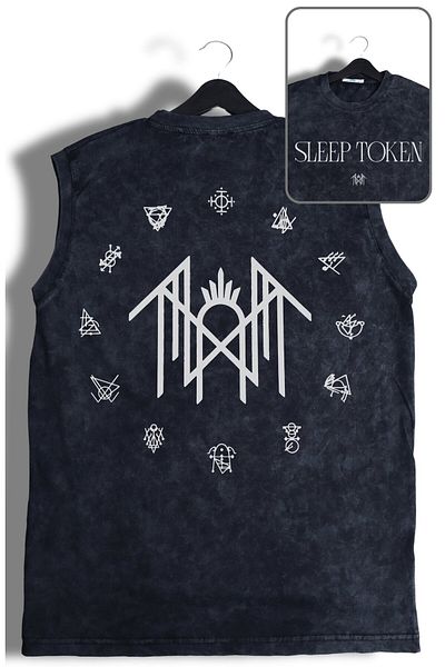 Fuddy Moda Αμάνικο μπλουζάκι με στάμπα Sleep Token, Unisex ρετρό μονό μπλουζάκι με θέμα την ροκ μπάντα