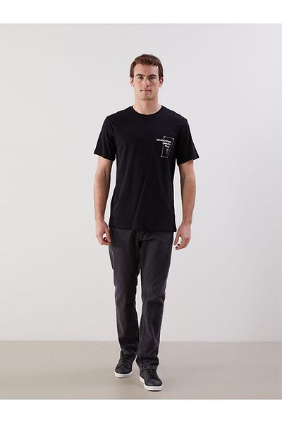 LC Waikiki Tricou pentru bărbați din bumbac pieptănat imprimat cu mânecă scurtă, sezon nou - S5IQ59Z8