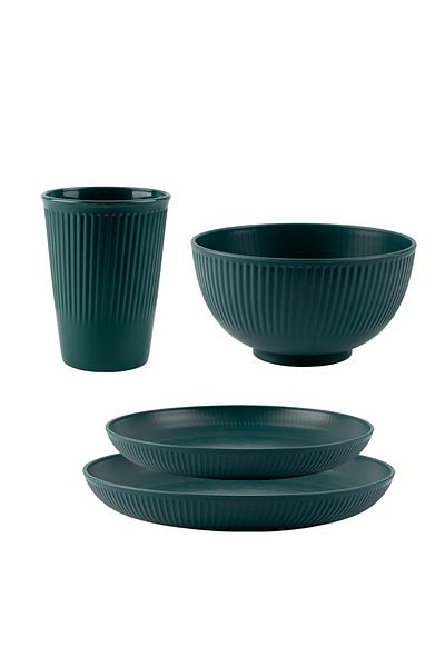 Choice 4Pcs Dark green 4Pcs Wheat Straw Tableware Set Plate Dish Bowl Cup Unbreakable Kitchen Eco Friendly