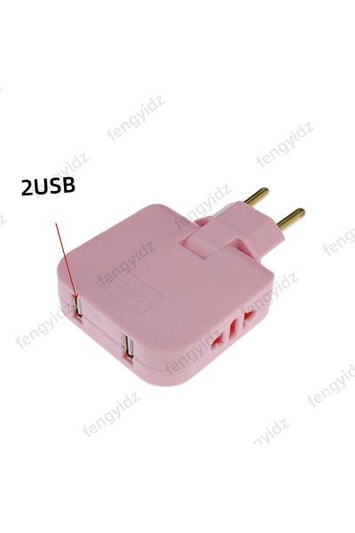 Choice With 2 USB pink 3 in 1 EU Power Socket Plug Adapter Foldable US To EU Travel Aadapters Power Convert