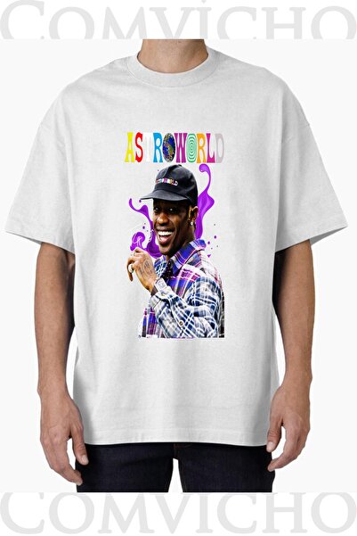 COMVİCHO تي شيرت مطبوع بتصميم ترافيس سكوت v23 للجنسين