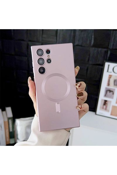 Choice جراب مغناطيسي فاخر غير لامع ذهبي اللون لهاتف سامسونج S25Ultra S24 S23 S22 Ultra S21 S20 Plus