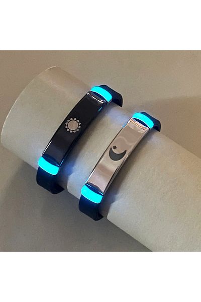Choice black 16cm HKB1116 2 pieces/set of Sun, moon and stars silicone couple bracelet