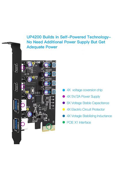 Choice 2A 2C PCIE Card PCI Express Card 2Port USBA/ USBC 5Gbps USB3.2 Gen1 USB3.0 PCIE Card Expansion Add