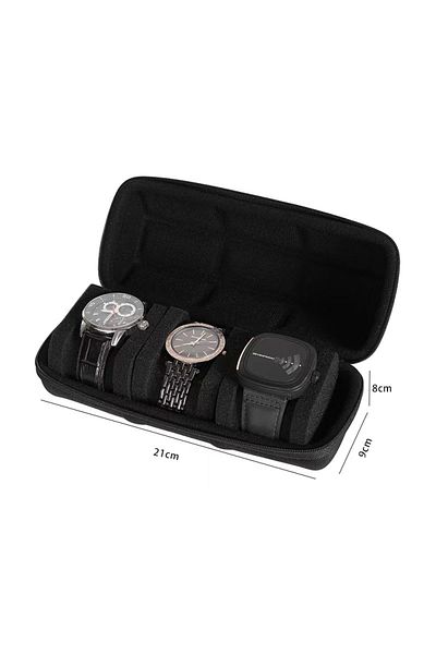 CAOWTAN 3 Slot Watch Box Organizer For Men or Women，Watch Travel Case Portable Storage Watch Display Holder