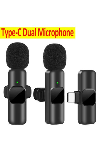 Vikefon 2-in-1 for Type C New Wireless Lavalier Microphone Portable Audio Video Recording Mini Mic for iPho