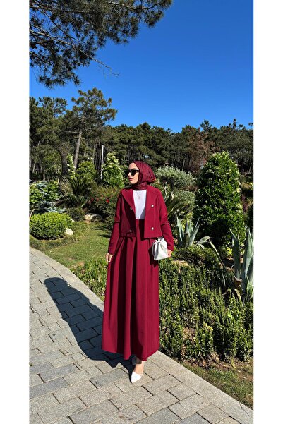 moda zeynaa Pile etek detaylı düğmeli ceket ikili takım