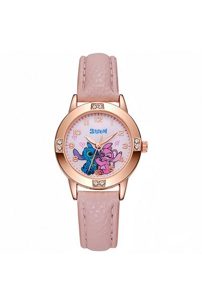 Miniso Stitch-pink Anime Pointer Quartz Watches Children's Watch Lilo & Stitch Children Watchs Holiday Gift