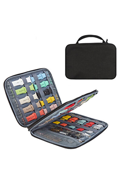 Choice صندوق تخزين حزام ساعة أبل أسود مزدوج الطبقات، حقيبة سفر، صناديق حزام ساعة متعددة الوظائف