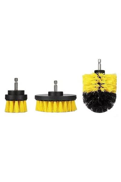OEM Set of 3 universal cleaning brushes, with self-tapping drill adapter, yellow