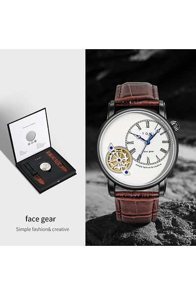 Choice T103-2 TOMI Set Gift Box Luxury and Fashionable Men's Quartz Watch Leisure Calendar Double Strap Qua
