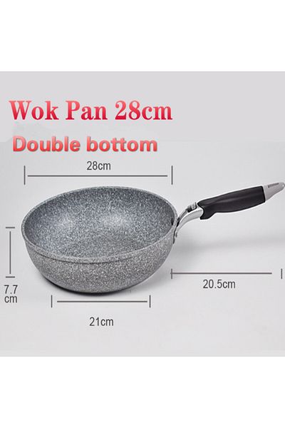 Choice Wok Pan 28cm Durable Stone Frying Wok Pan Non-stick Ceramic Pot Induction Fryer Steak Cooking Gas St