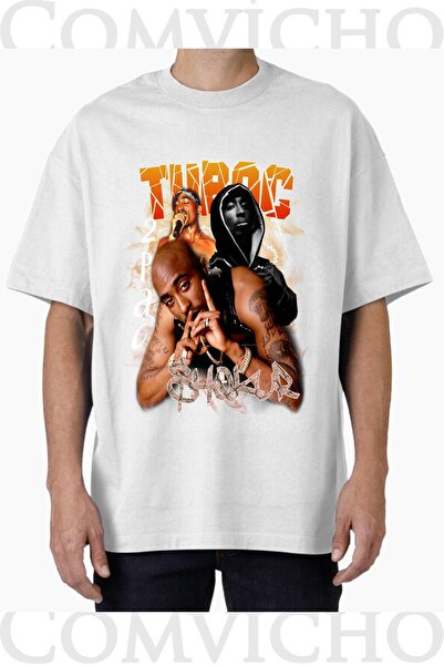 COMVİCHO تي شيرت مطبوع بتصميم توباك v44 للجنسين