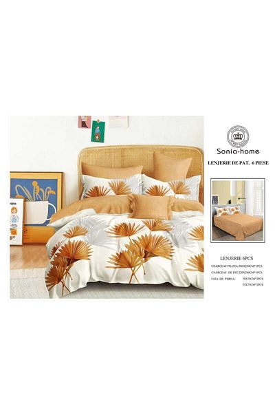 Sonia-home 6-piece satin cotton underwear – Sonia Home Damask Palmieri Caramel Exotic