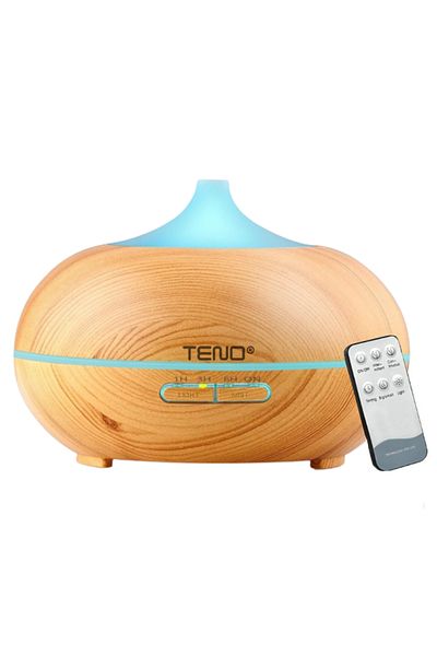 Teno Teno® Aromatherapy Diffuser, 7 LED colors, 2 light effects, 400ml capacity, light oak