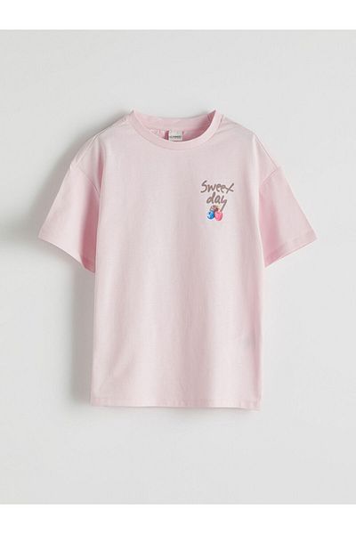 LC Waikiki Pink Crew Neck Girl's T-Shirt
