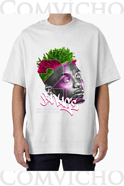 COMVİCHO Unisex 21 Savage V5 Design Printed Oversize T-Shirt
