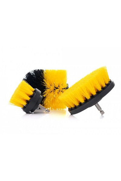 OEM Set of 3 drill cleaning brushes, Yellow/Black